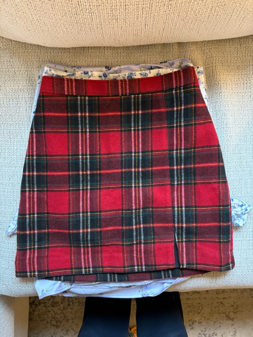 Hollister Red & Black Plaid Mini Skirt